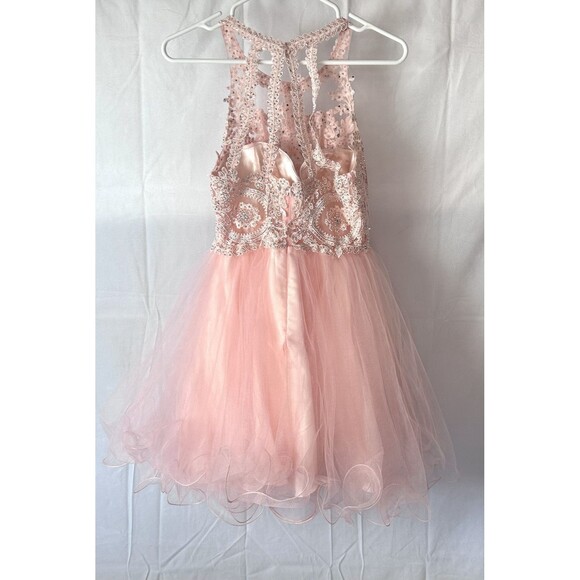 Fiesta Fashion Prom Small Peach Sequence‎ Knee High Sleeveless Flare Dress - Picture 2 of 9